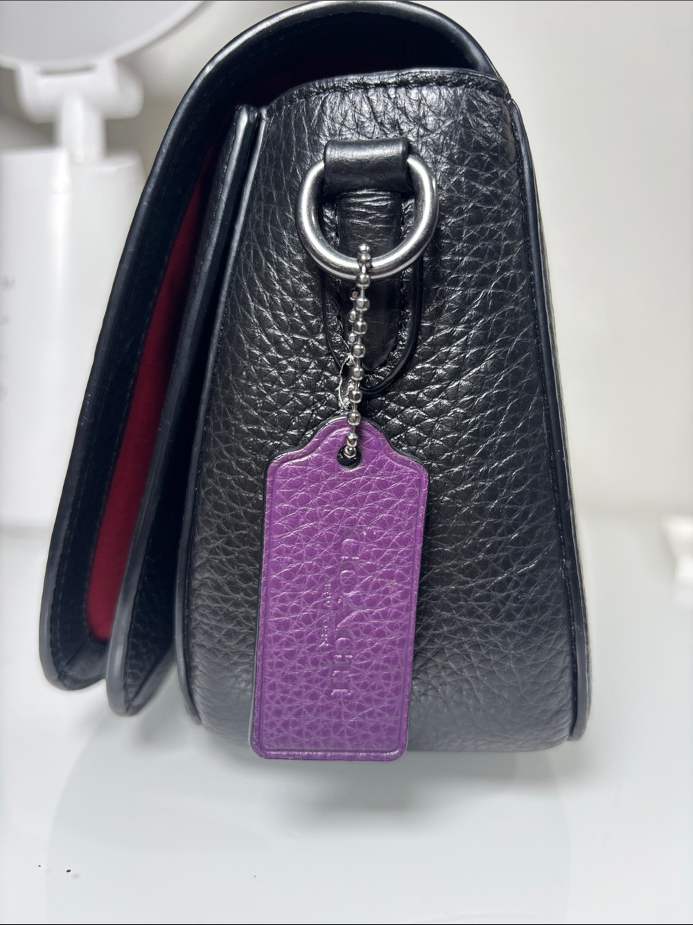 Coach🌈 Pride Black Pebble Leather Shoulder Bag w/ Rainbow Coach Carriage EUC - Picture 10 of 10